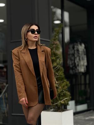 Taba Süet Blazer Ceket 