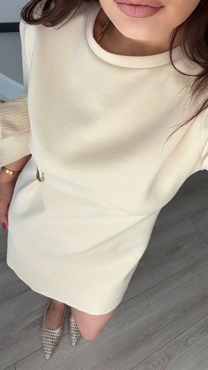 Stone Asymmetric Mini Dress with Accessory Detail