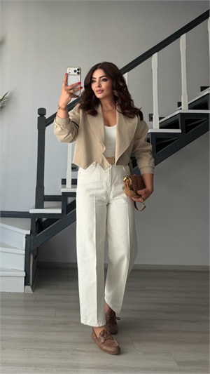 Stone Elastic Waist Belted Bomber Trench Coat