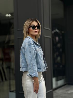 Taş Çakımlı Denim Ceket