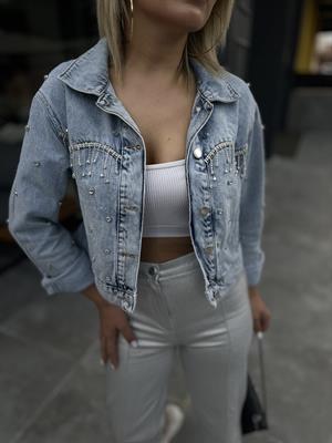 Taş Çakımlı Denim Ceket