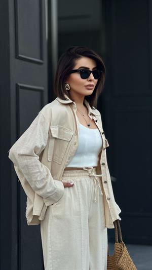 Taş Gabardin Gömlek Pantolon Takım 