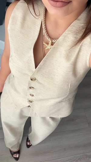 Stone Imported Linen Vest and Pants Set