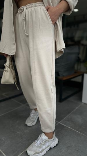 Taş Kadife Oversize Gömlek Takım 