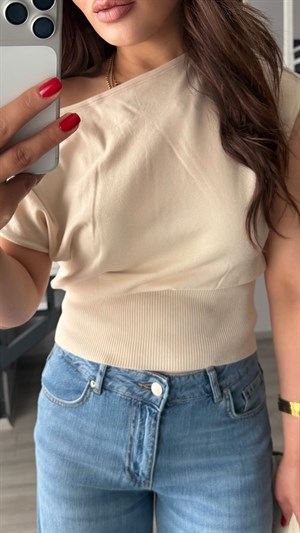 Stone Lyocell Blend Flowy Blouse