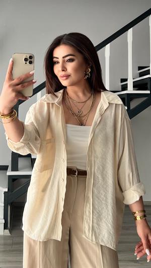 Taş Oversize Tensel Gömlek