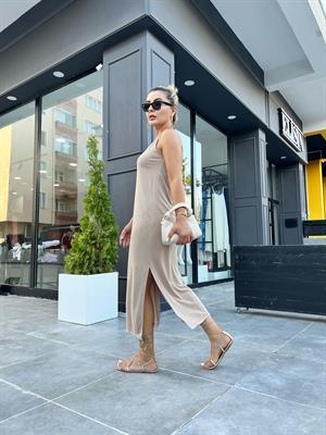 Stone Oysho Fabric Strappy Dress