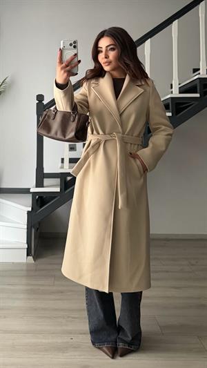 Taş Premium Astarlı Kuşaklı Kaban