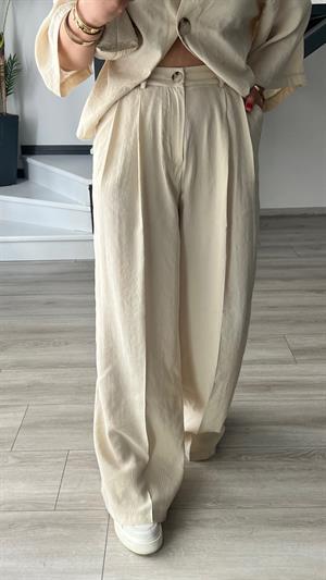 Taş Tnsel Tek Düğme Bluz-Pantolon Takım