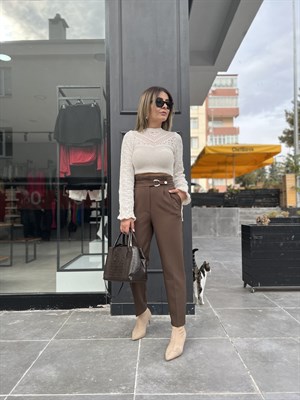 Tokalı Kahve Pantolon