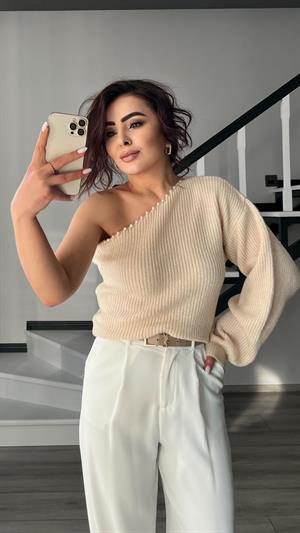 Vanilya İncili Tek Kol Triko
