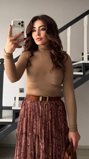 Mink Turtleneck Cashmere Blouse