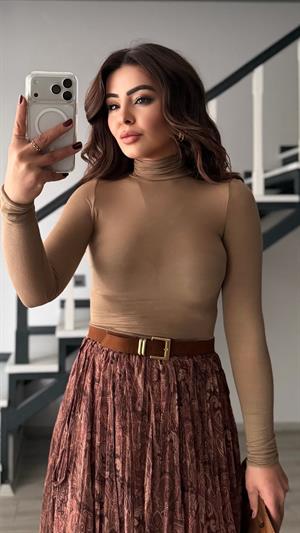 Mink Turtleneck Cashmere Blouse