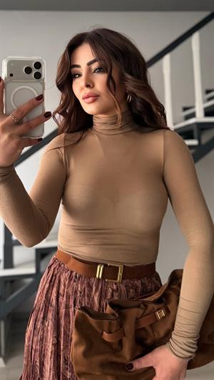 Mink Turtleneck Cashmere Blouse