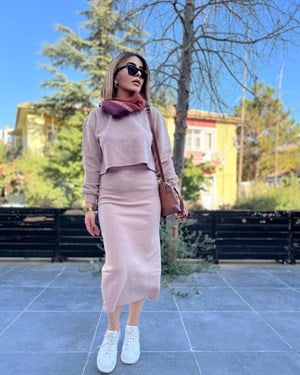 Vizon Bluz Etek Triko Takım