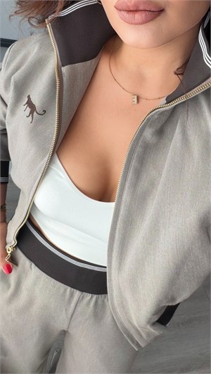 Taupe Bomber Jacket-Pants Set
