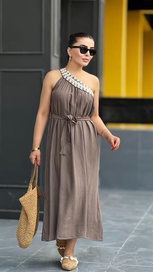 Mink Seashell One-Shoulder Dress