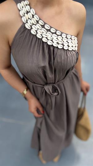 Mink Seashell One-Shoulder Dress