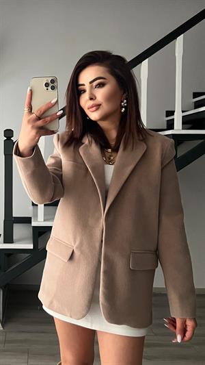 Vizon Premium Kendinden Kemerli Peluş Ceket 
