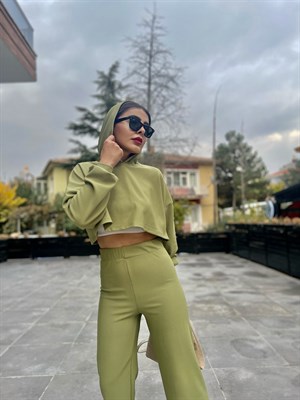 Yağ Yeşili Kapüşonlu Takım