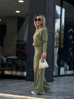 Green Corduroy Knit 2-Piece Set