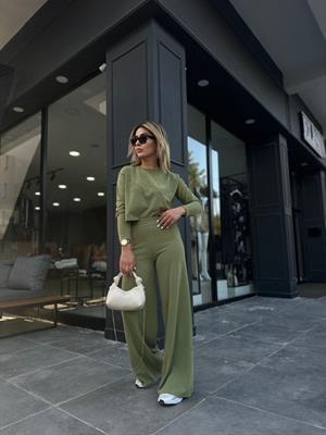 Green Corduroy Knit 2-Piece Set