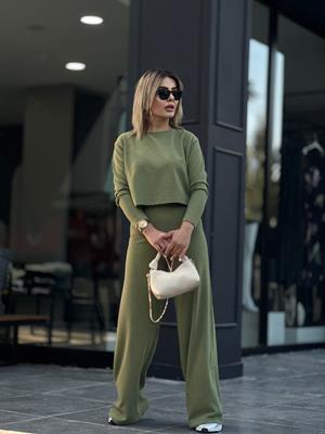 Green Corduroy Knit 2-Piece Set