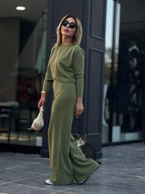 Green Corduroy Knit 2-Piece Set