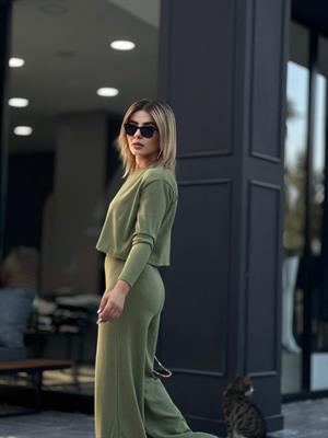 Green Corduroy Knit 2-Piece Set