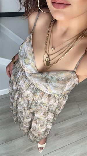 Green Floral Pattern Adjustable Strap Chiffon Dress