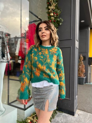 Yırtmaçlı Parıltılı Mini Etek