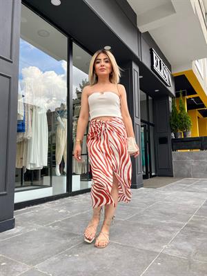 Zebra Desenli Kruvaze Etek 