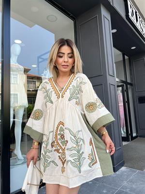 ZR Model Keten Etnik Desen Elbise 