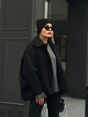 Zr Model Siyah Yarasa Kol Kaşe Kaban 