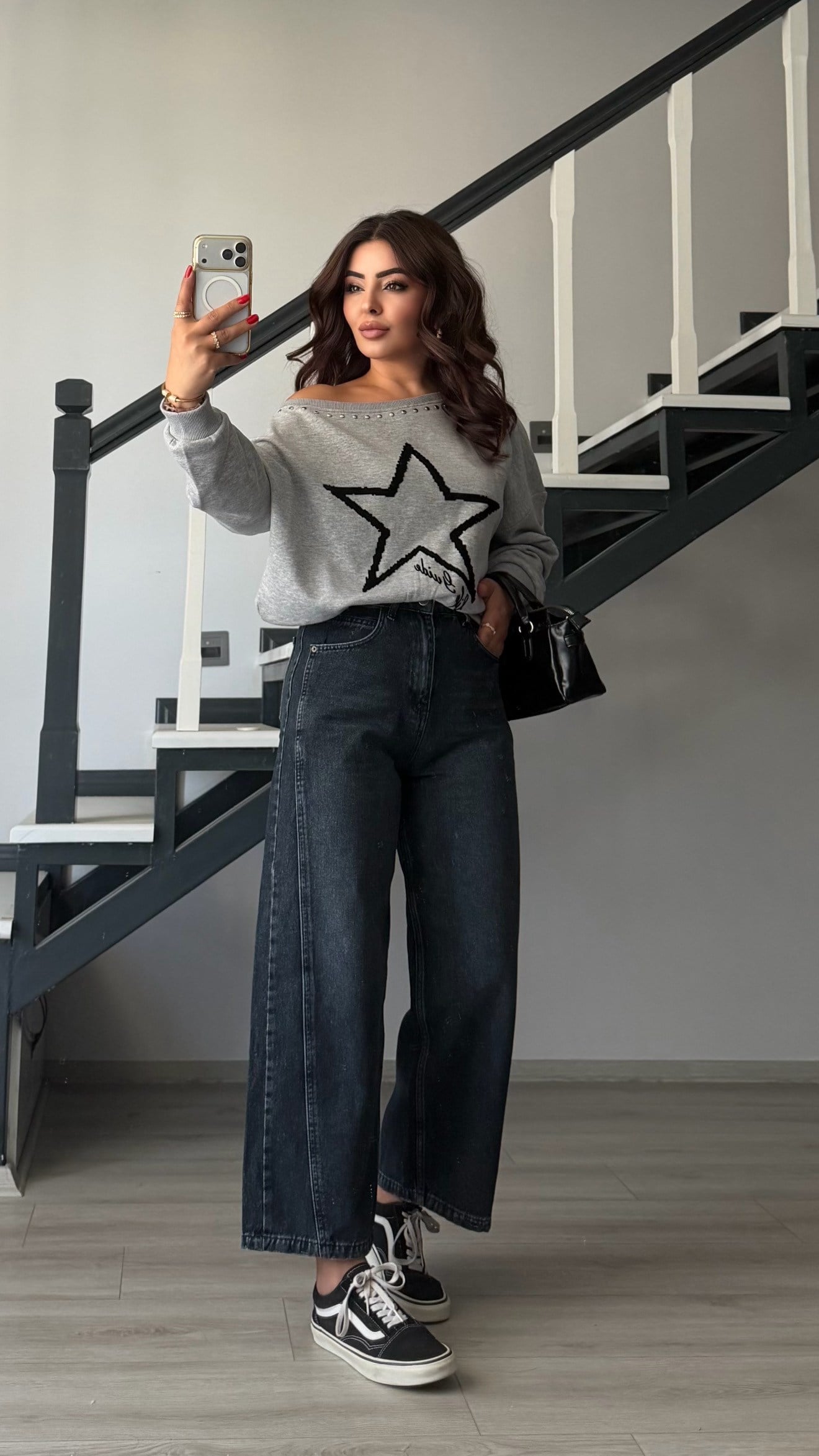 Antrasit Yıkamalı Yanı Çift Dikişli Baggy Jean