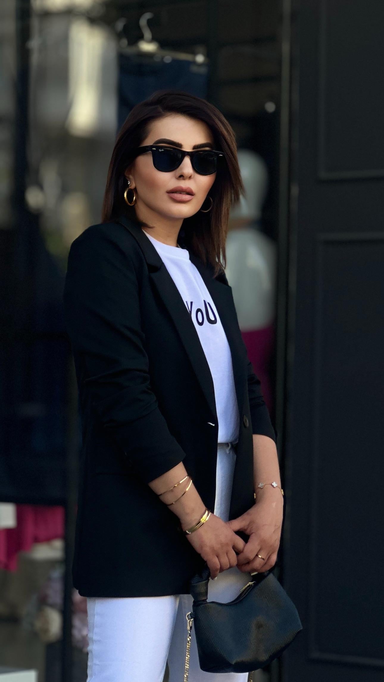 Atlas Siyah Tek Düğme Blazer Ceket