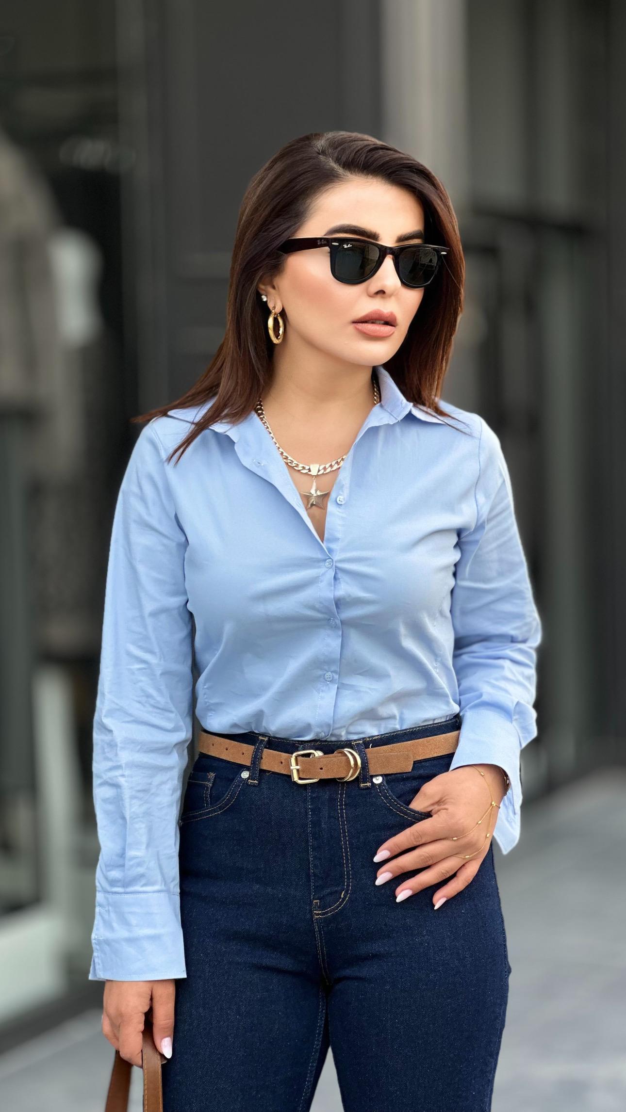 Bebe Mavi Slim Fit Pamuklu Gömlek 