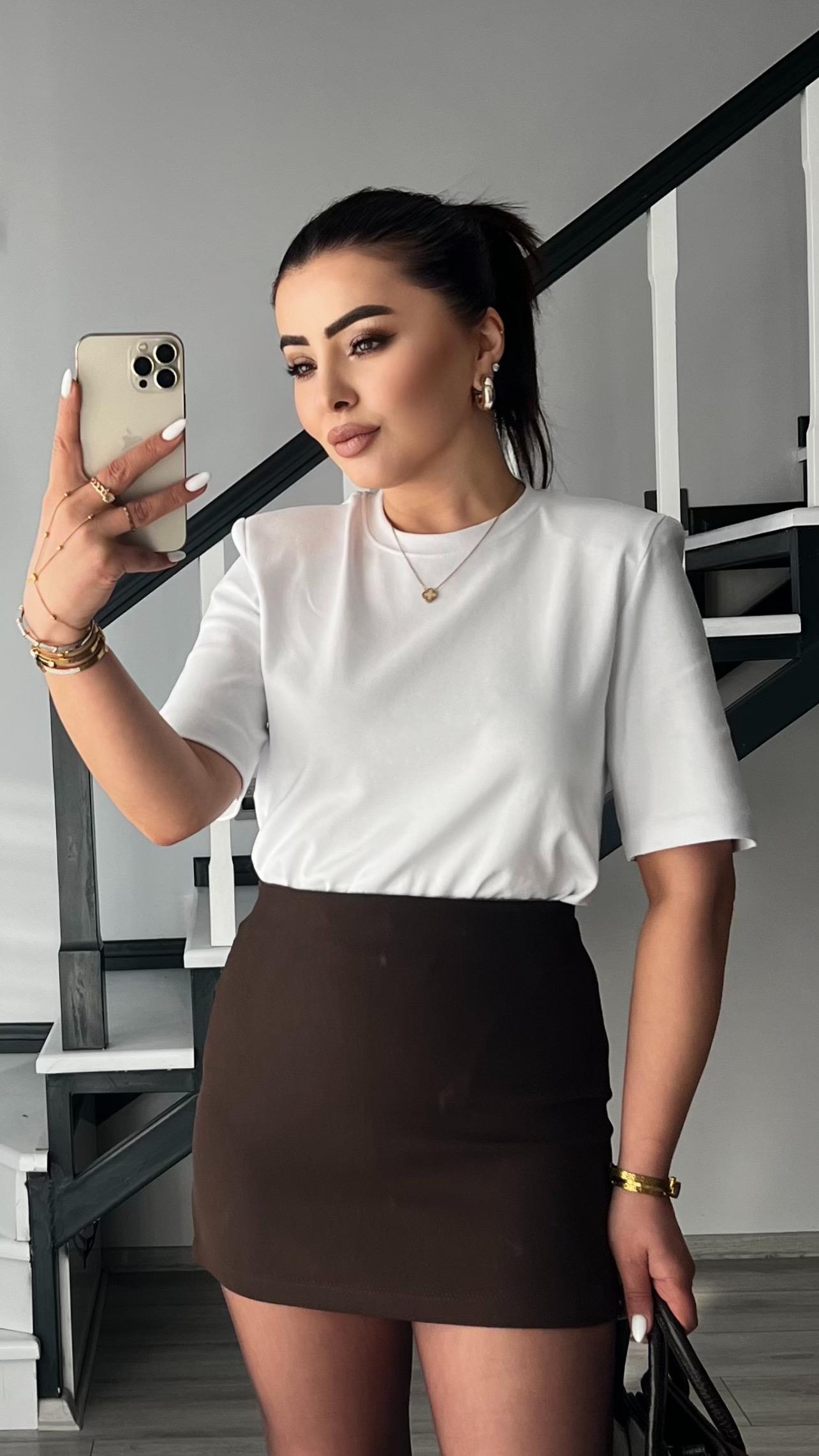 Beyaz Premium Vatkalı Tişört 