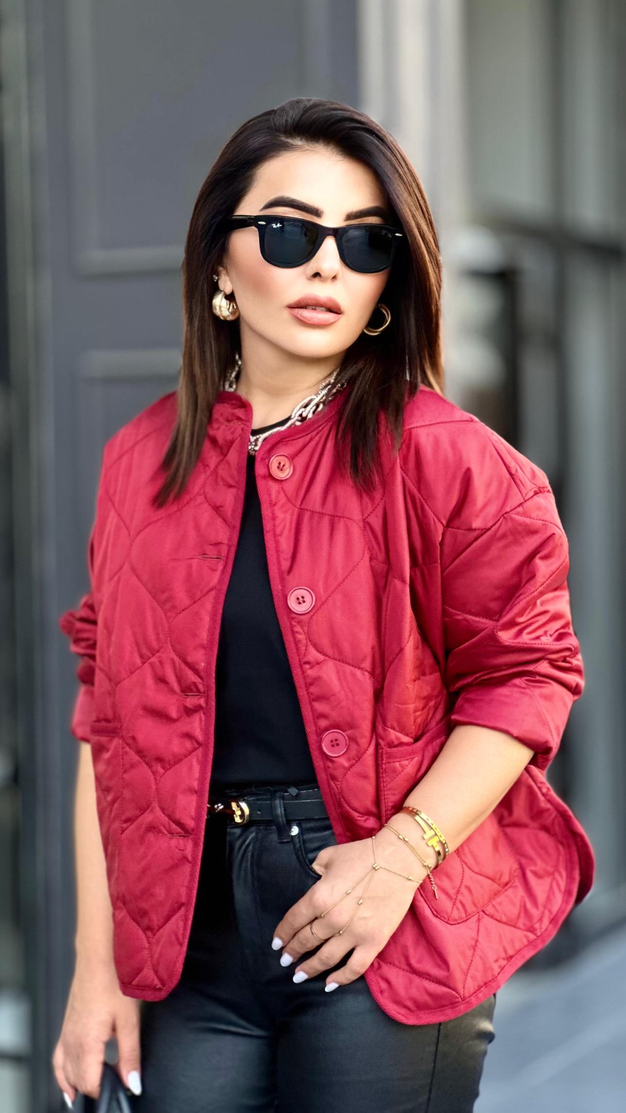 Bordo Kapitone Mevsimlik Ceket 