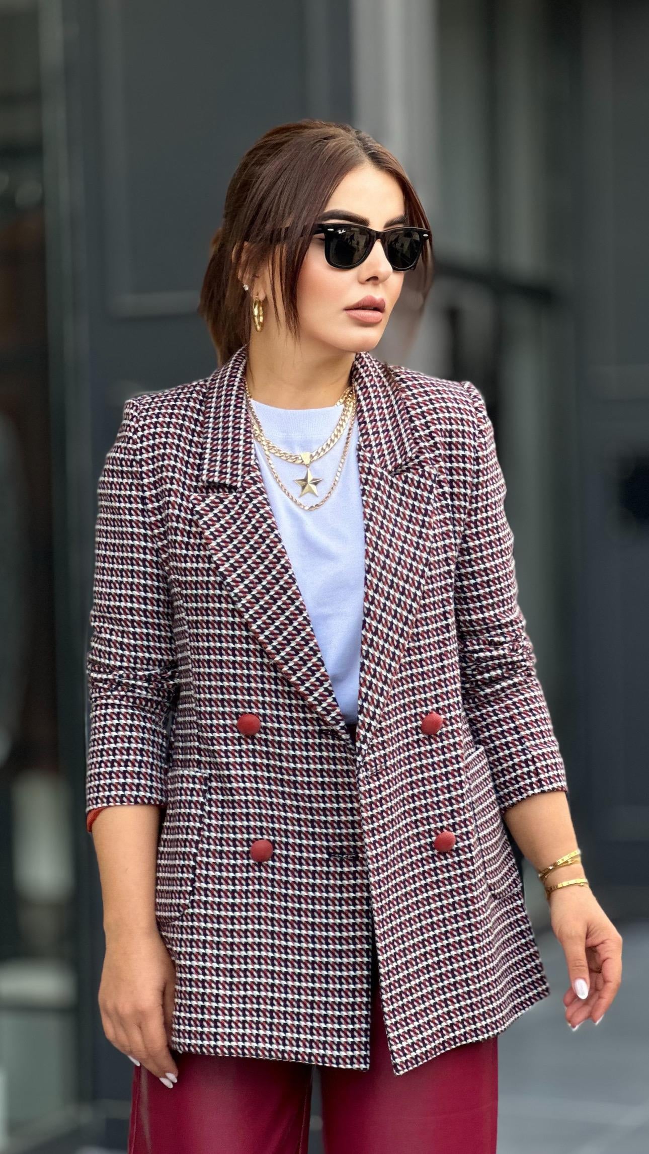 Bordo Kazayağı Torba Cep Blazer Ceket 