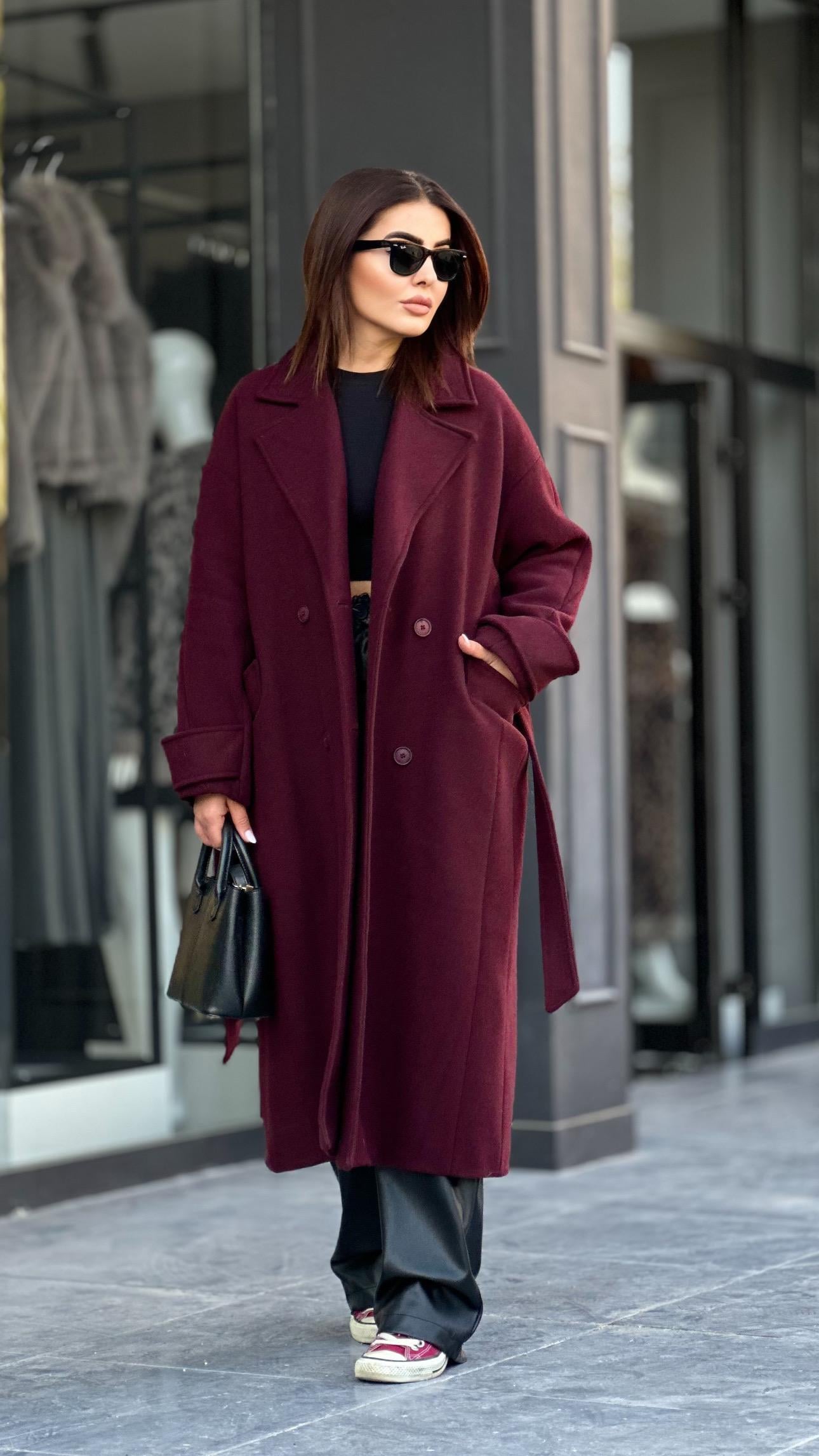 Bordo Premium Kaşe Kaban 