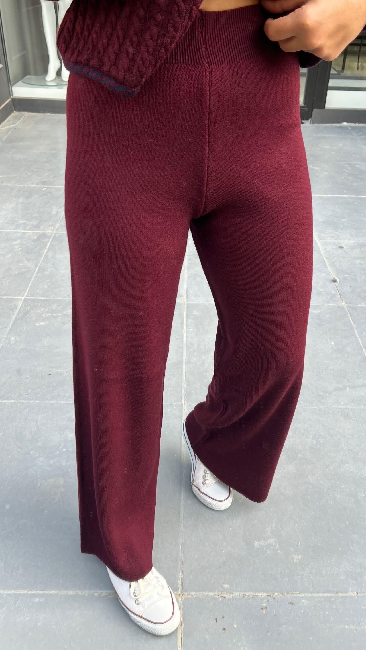 Bordo Triko Pantolon 