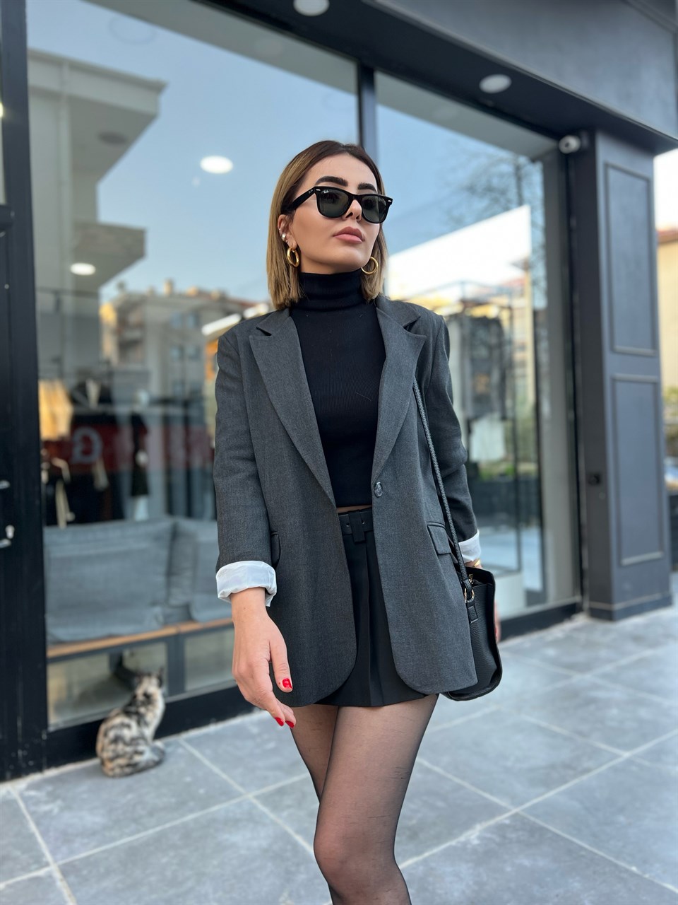 Füme Astalı Blazer Ceket