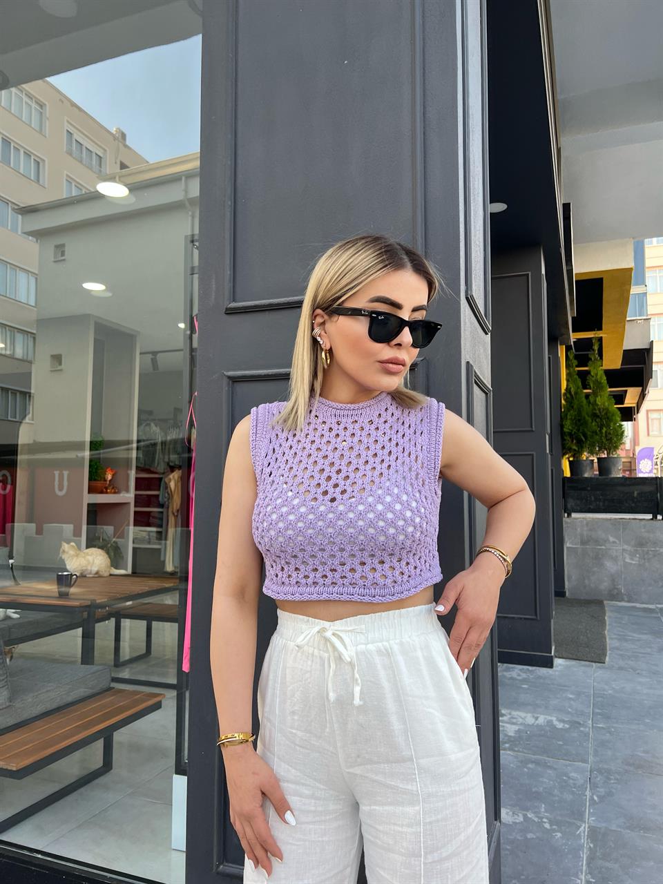 Lila Örme Crop
