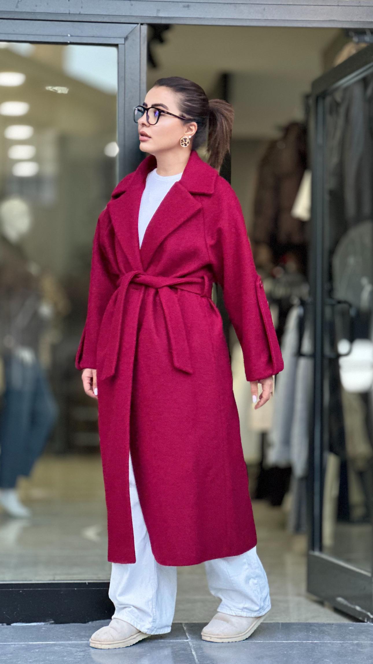 Marka Model Bordo Uzun Kaşe Kaban 