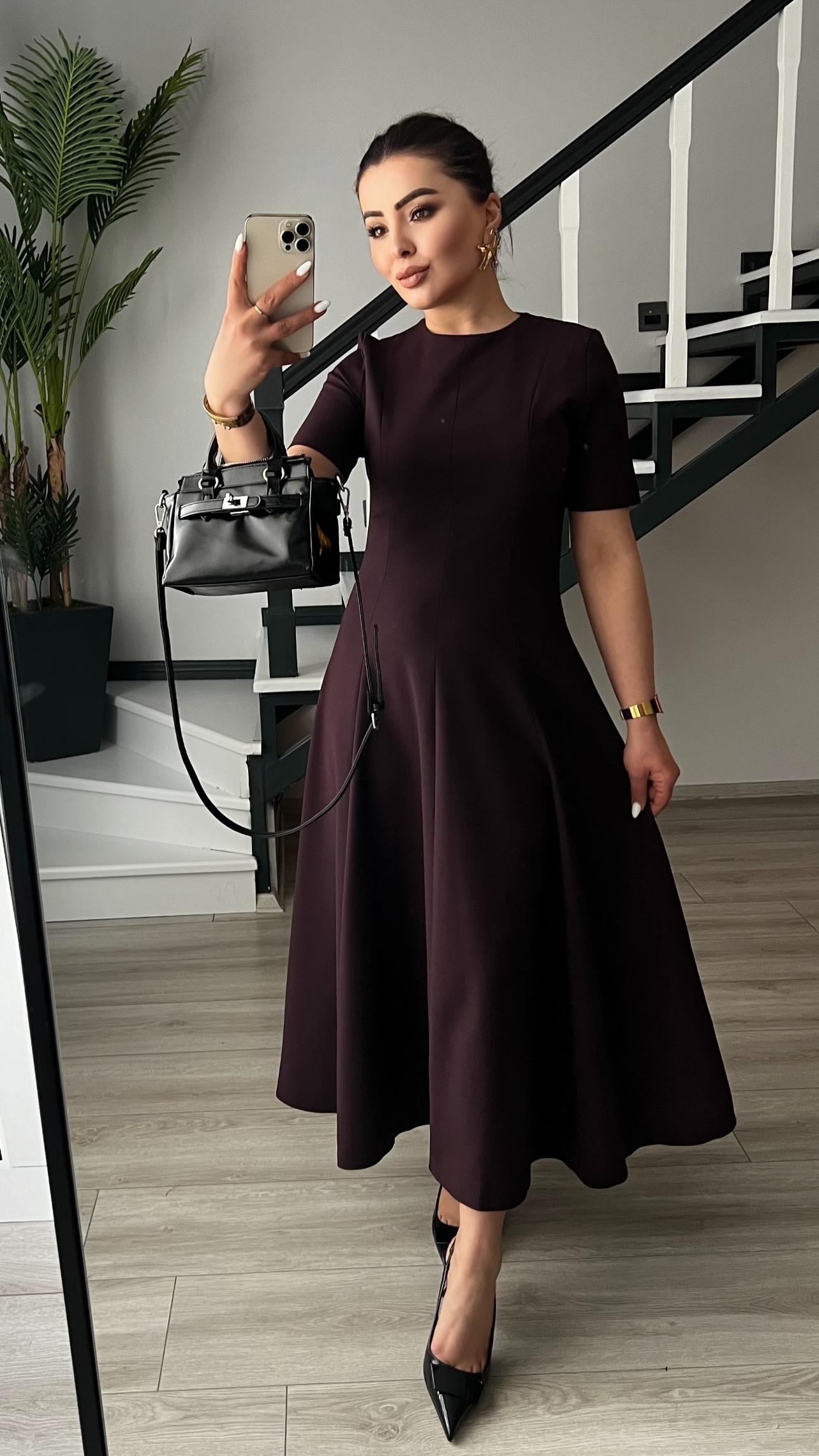 Marka Model Mürdüm Premium Volanlı Midi Boy Elbise