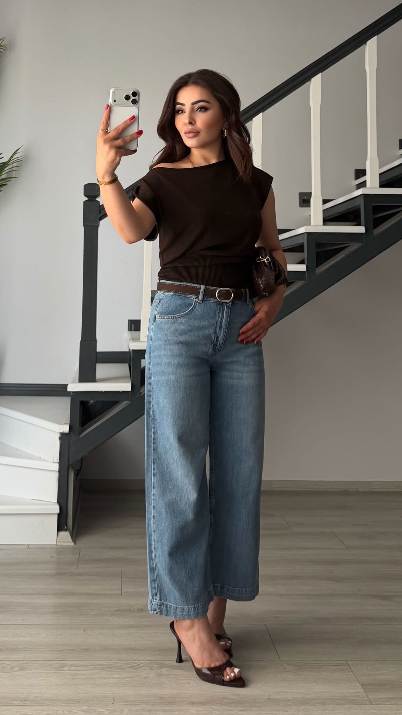 Mavi Kemerli Tencel Culette Pantolon