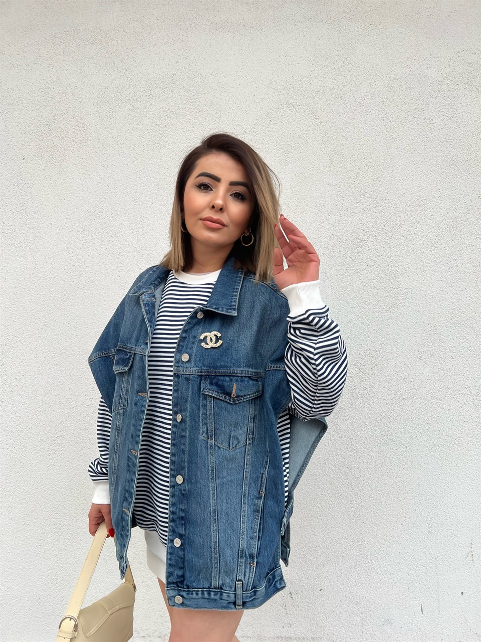 Mavi Oversize Denim Yelek