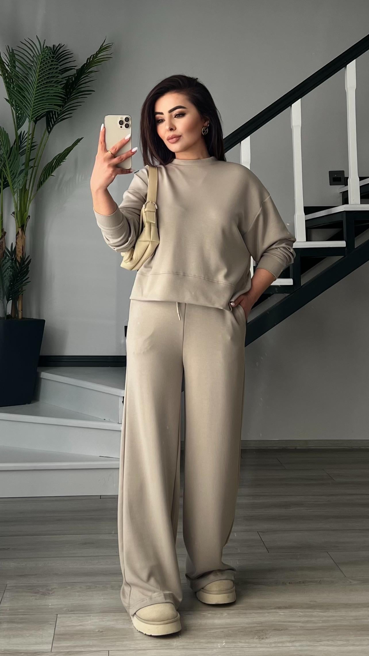 Orijinal Marka Bej Sweat - Pantolon Takım
