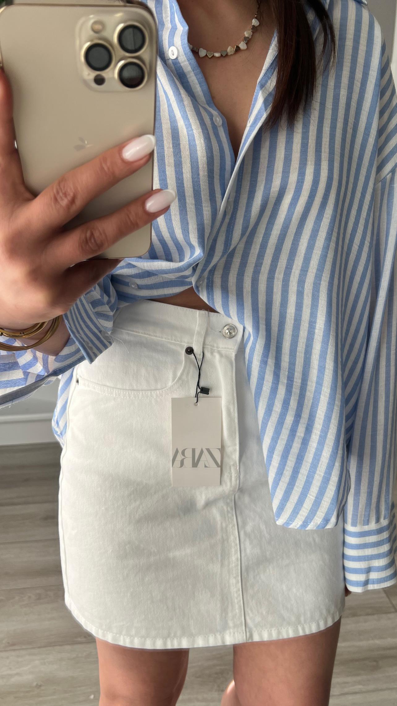 Orijinal Marka Beyaz Denim Etek 